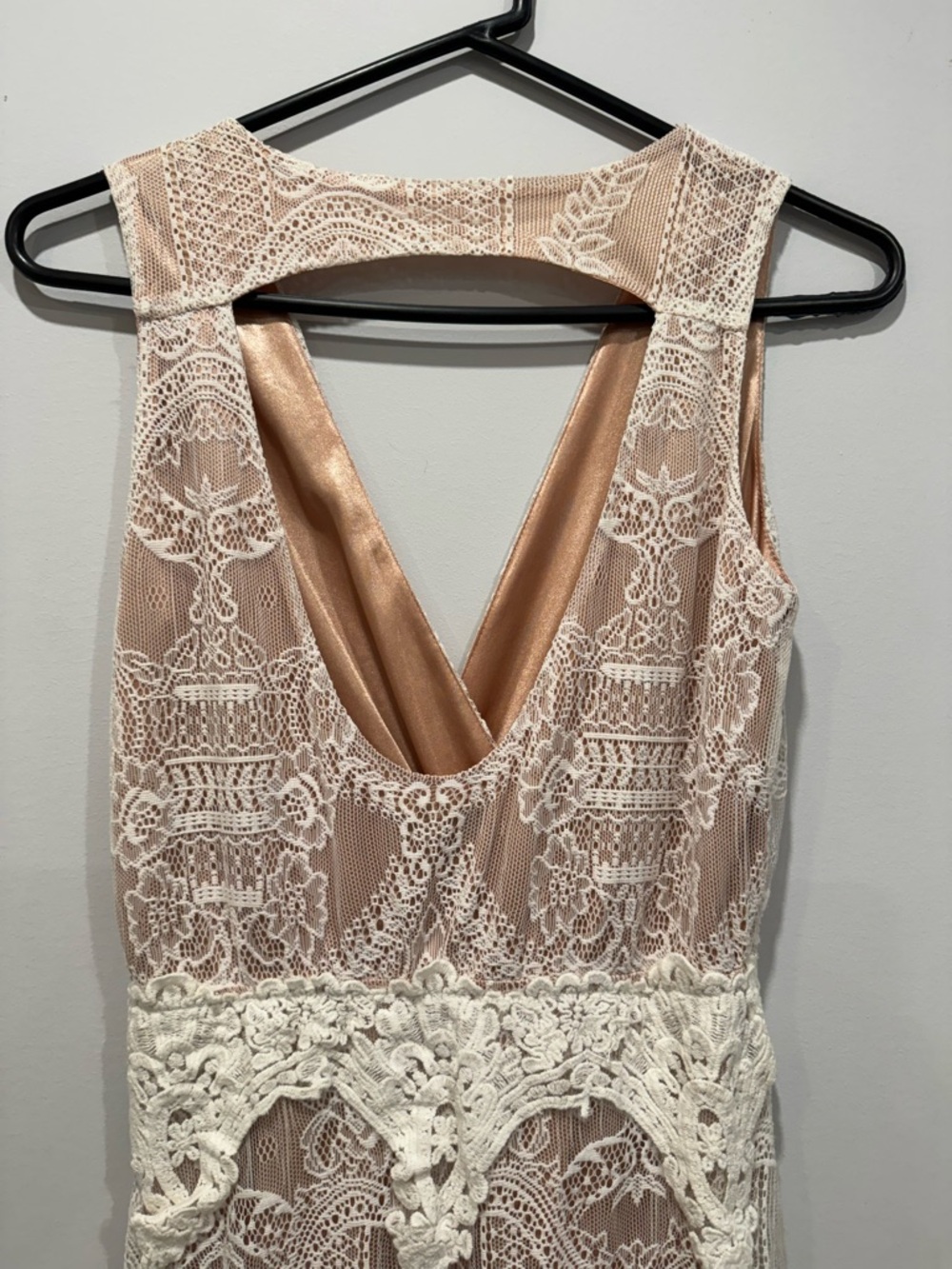 Lace Overlay Maxi Dress in Blush and Ivory - Picture 6 of 9